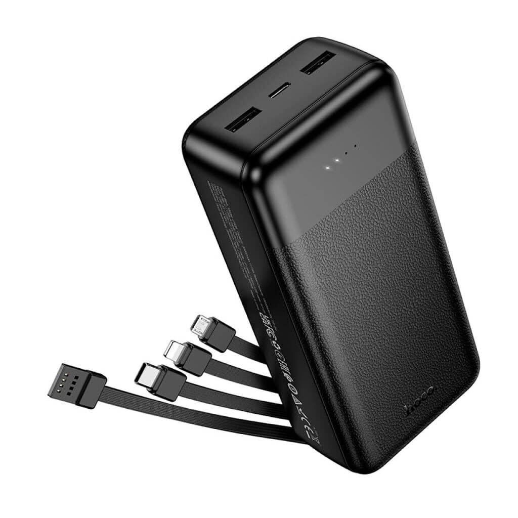 Power Bank HOCO J163B 30000mAh, 22.5W, 4 кабелі, Black, 0.660kg