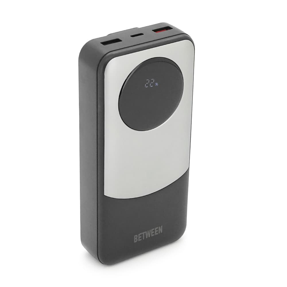 Power bank BETWEEN BTW-P6 20000mAh, 22.5W, 2 кабелі: Type-C+Lighting, Black, 490g, Box