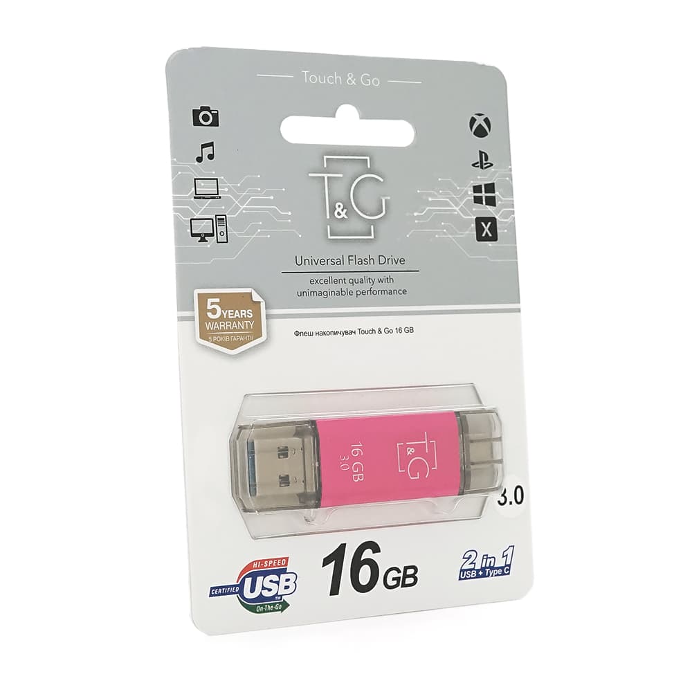 Флеш-накопичувач T&G 009 Star F, USB 3.0+Type-C, 16GB, Metal, Blister