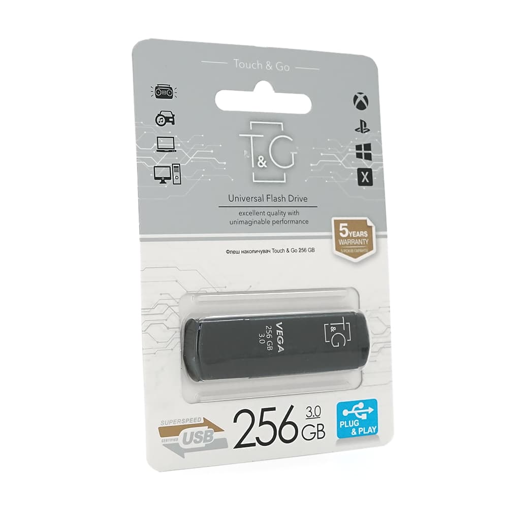 Флеш-накопичувач T&G 121 Vega, USB 3.0, 256GB, Metal, Blister