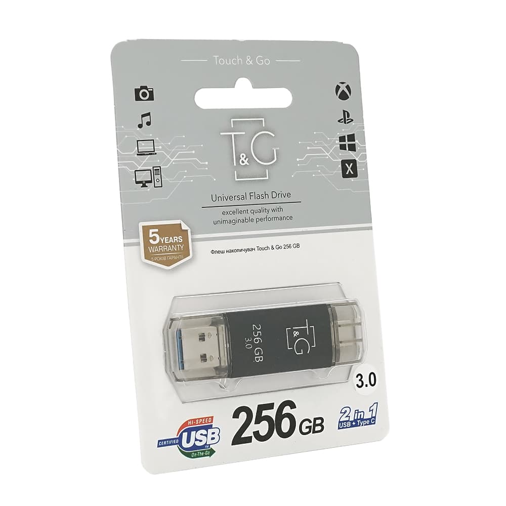 Флеш-накопичувач T&G 009 Star B, USB 3.0+Type-C, 256GB, Metal, Blister