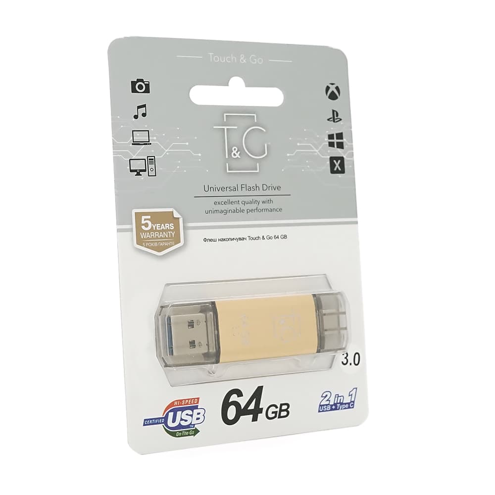 Флеш-накопичувач T&G 009 Star A, USB 3.0+Type-C, 64GB, Metal, Blister