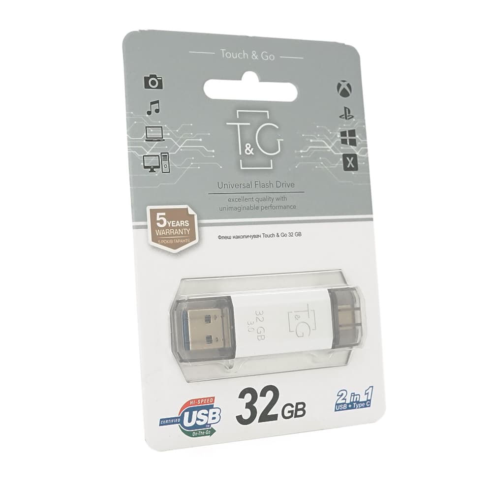 Флеш-накопичувач T&G 009 Star S, USB 3.0+Type-C, 32GB, Metal, Blister