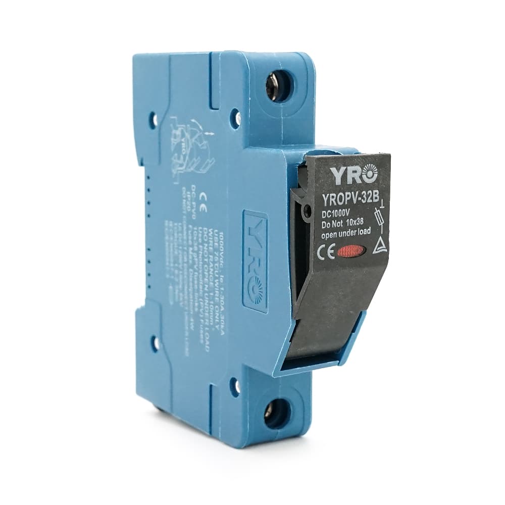 Корпус під плавкий запобіжник YROPV-32B DC FUSE 32A 1000V, на DIN-рейку, під запобіжник 10*38mm, синій