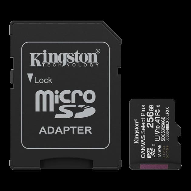 Kingston microSD 256GB C10 UHS-I A1 V10 R150MB/s + SD Карта пам'яті